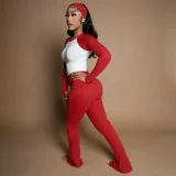 Christmas Long-Sleeve Color-Block T-Shirt and Pants Two-Piece Set GSLF-K25S87836