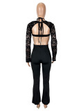 Lace Long Sleeve Off Shoulder Backless Jumpsuit SHD-9584