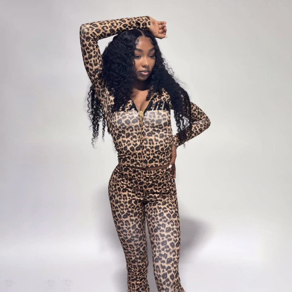 Letter Print Hooded Long Sleeve Pants Set GSLF-K25S83409