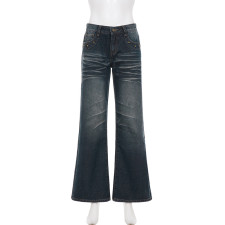 Low-rise Riveted Wash Micro Flared Jeans GWEN-JWKP46204