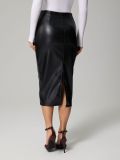 PU Leather Pleated Split Long Skirt GYXN-53717