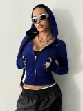Solid Color Hooded Long Sleeve Sweatshirt Coat GYXN-73122