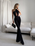 Sleeveless Cross Halterneck Backless Jumpsuit SHD-9586