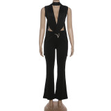 Sleeveless Deep V Neck Hollow Out Jumpsuit GZJQ-K25Q85957
