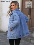 Fashion Long Sleeve Loose Denim Jacket Coat GYXN-20808