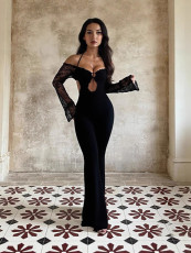 Lace Long Sleeve Off Shoulder Backless Jumpsuit SHD-9584