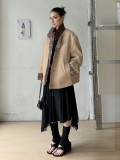 Stand Collar Contrast Color Plaid Print Coat GYXN-204534