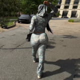 Letter Print Hooded Long Sleeve Pants Set GSLF-K25S83409
