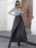 PU Leather Solid Color Long Skirt GYXN-73187