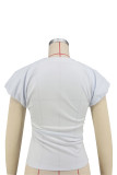 Solid Color Short Sleeve Irregular Tops XHXF-475