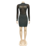 Hot Drill See Through Club Dress BY-5890
