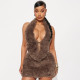 Sexy Fur Neck Backless Two Piece Skirts Set GSBD-J25ST363