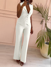 Solid Color Sleeveless Vest Two Piece Pants Set OMY-11072