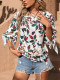 Casual Leaf Print Bow Tops GYXN-72303