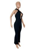 Sleeveless Cross Halterneck Backless Jumpsuit SHD-9586