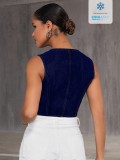 Fashion Sleeveless V Neck Denim Vest GYXN-15277#