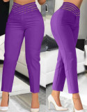 Hollow Out Solid Color Pencil Pants GJMF-97761