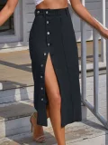 Irregular Split High Waist Denim Long Skirts GYXN-30291