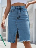 Fashion High Waist Washed Split Skirt GYXN-30933