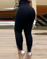 High Waist Solid Color Split Pants GJMF-97766