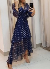 Polka Dot Print Irregular Long Dress GJMF-97732