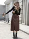 High Waist Split PU Leather Half Body Skirt GYXN-73199