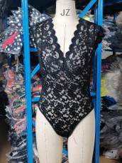 Lace V Neck Sleeveless Bodysuit GJMF-97801