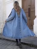 Loose Long Sleeve Denim Fleece Long Coat GYXN-20781