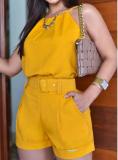 Solid Color Sling Tops Two Piece Shorts Set GJMF-96656