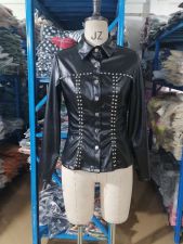PU Leather Long Sleeve Tight Shirt GJMF-97790