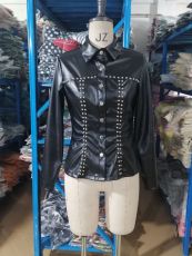PU Leather Long Sleeve Tight Shirt GJMF-97790