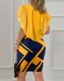 Retro Chiffon Round Neck Midi Dress GJMF-97750