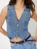 Fashion Sleeveless V Neck Denim Vest GYXN-15277#