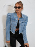 Long Sleeve Lapel Denim Short Coats GYXN-30321