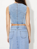 Fashion Sleeveless V Neck Denim Vest GYXN-15277#