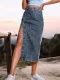 Irregular Split High Waist Denim Long Skirts GYXN-30291
