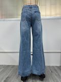 Fashion Holes High Waist Wide Leg Jeans GYXN-10193