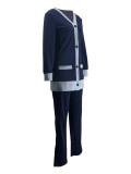 Fashion Color Block Long Sleeve Two Piece Pants Set BLX-86003