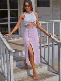 Irregular Split High Waist Denim Long Skirts GYXN-30291