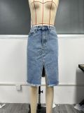 Fashion High Waist Washed Split Skirt GYXN-30933