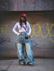 Plus Size Retro Faux Two-Piece Skirted Edge Jeans GYLN-8734