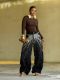 Washed Rhinestone Wide Leg Jeans GYLN-8406