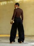Washed Rhinestone Wide Leg Jeans GYLN-8406