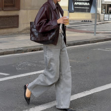 Solid Color Zipper Leather Coat XEF-K25C85370