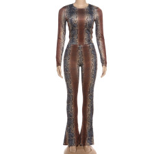 Snake Print Long Sleeve Tight Pant Suit XEF-K25S86814