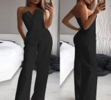 Solid Color Off Shoulder Tube Top Jumpsuit GJMF-96689