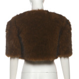 Solid Color Half Sleeve Plush Coat XEF-K25C84113