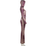 Letter Print Print Zipper Tight Two Piece Pants Set XEF-K25S86708