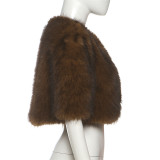 Solid Color Half Sleeve Plush Coat XEF-K25C84113