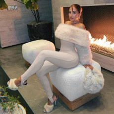 Plush Patchwork Solid Color Jumpsuit XEF-K25S85204